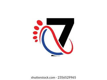 Letter 7 Foot Logo Design Vector Template. 