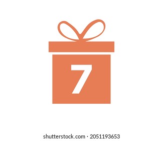Logo De La Forma De La Caja De Regalo De La Letra 7. Plantilla De Logotipo De Regalo Colorido En 7 Cartas. Tienda de paquetes Giftbox, Diseño de iconos de compras