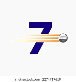 Letter 7 Golf Logo Design. Initial Hockey Sport Academy Sign, Club Symbol