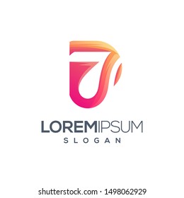letter 7 gradient color logo design