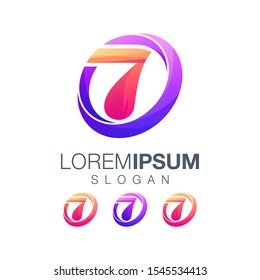 letter 7 gradient color logo design