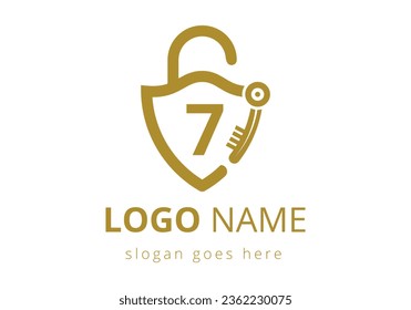 Letter 7 Key Logo Combine With House Locker Key. Lock logo sign symbol vector illustration