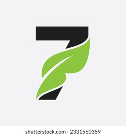 Letter 7 Leaf Logo. Eco Farm Logotype Vector Template. Organic Symbol