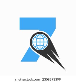 Letter 7 Logo Concept With Global World Icon Vector Template 
