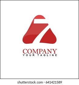 Letter 7 with Modern glossy and Triangle logo, Arrow and forward, Vector abstract  Digital, Technology, Media logotype