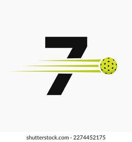 Letter 7 Pickleball Logo Symbol. Pickle Ball Logotype Vector Template