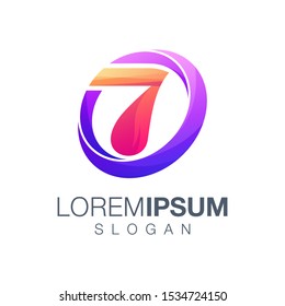 letter 7 round gradient color logo design