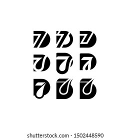 letter 7 set collections logo design vector 