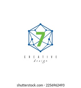 letter 7 and IT simple Creative elegant hexagon hexagonal poligon logo Design