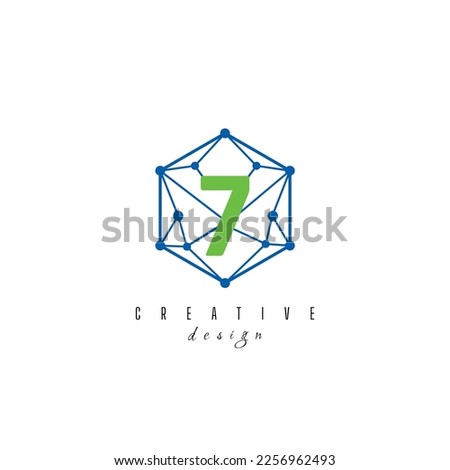 letter 7 and IT simple Creative elegant hexagon hexagonal poligon logo Design