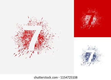 Letter 7 Splash Grunge Logo Template Design Vector, Emblem, Design Concept, Creative Symbol, Icon