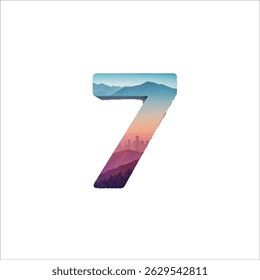 Letter 7 vector illustration, seven,7