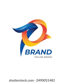 Letter 70 blended with bird shape icon logo design template