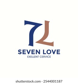 Letter 7L ambigram alphabet simple logo vector. Seven and Initial L alphabet logo brand for luxury apparel, fashion, boutique, business and company