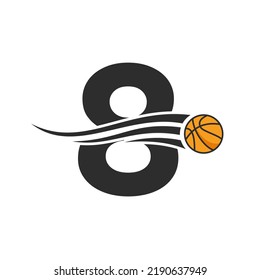 Letter 8 Basket Ball Logo Design For Basket Club Symbol Vector Template. Basketball Logo Element