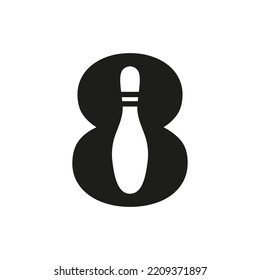 Letter 8 Bowling Logo. Bowling Ball Symbol Vector Template
