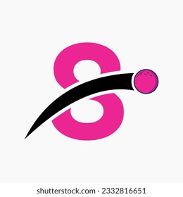 Letter 8 Bowling Logo. Bowling Ball Symbol With Moving Ball Icon