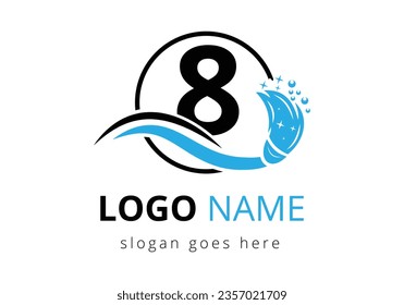 Letter 8 cleaning service logo design template