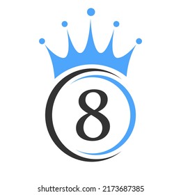 Letter 8 Crown Logo Template. Royal Crown Logotype Luxury Sign  for Beauty, Fashion, Star, Elegant Symbol