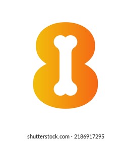 Letter 8 Dog Logo, Pet Care Logo Design Vector Template