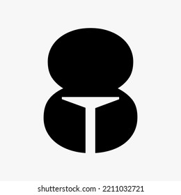 Letter 8 Door Logo Design Combined With Minimal Open Door Icon Vector Template