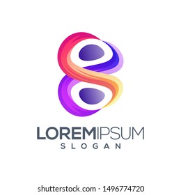 letter 8 gradient color logo design