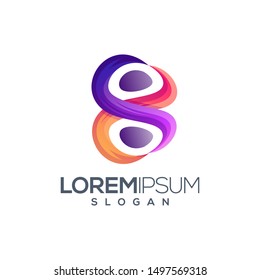 letter 8 gradient color logo design
