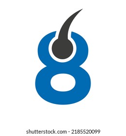 Letter 8 Hair Treatment Logo Design. Hair Care Logo Template Vector Template
