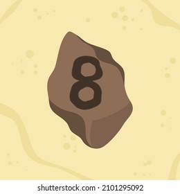 letter 8 initials hole in stone design on sand background, vector logo letter typography illustration.