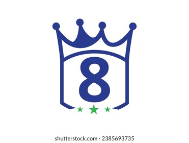 Letter 8 king crown Design Vector Template. letter logo icon design with king crown Template 