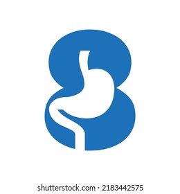 Carta 8 Diseño de logotipo Stomach mínimo para la plantilla de vectores de símbolos médicos y sanitarios