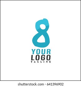 Letter 8 paint brush stroke vector design. Hand lettering logo.
