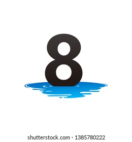 Letter 8 and Puddle Water Logo Template Design Vector, Emblem, Design Concept, Creative Symbol, Icon