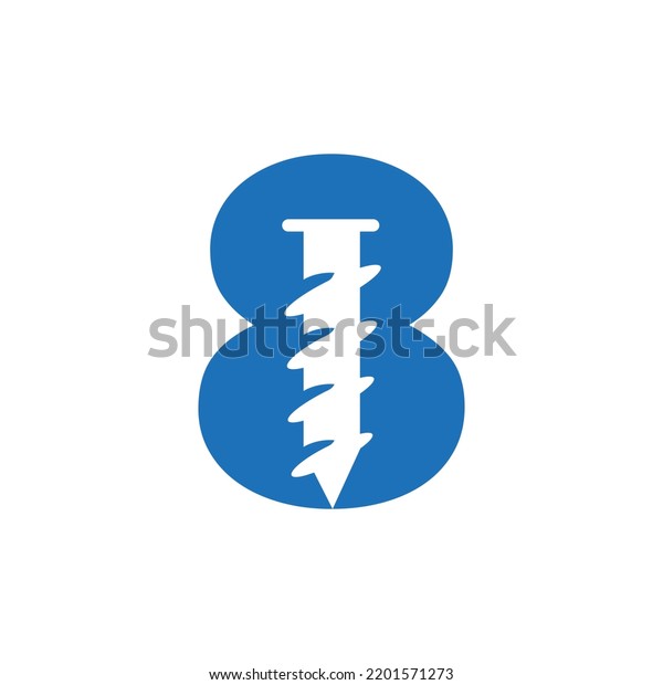 Letter 8 Screw Logo Template Construction Stock Vector (Royalty Free