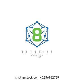 letter 8 and IT simple Creative elegant hexagon hexagonal poligon logo Design