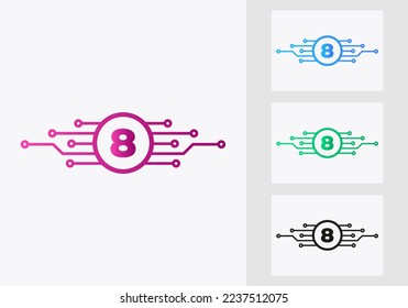 Letter 8 Technology Logo Design Template. Network Logo Design