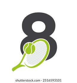 Letter 8 Tennis Logo. Paddle Symbol Vector Template