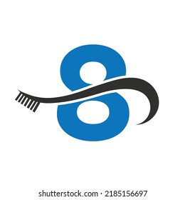 Carta 8 Con El Concepto De Diseño Del Logotipo De Cepillo Diente Para La Plantilla De Logotipo Dental Teeth Care