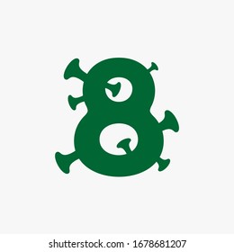 Letter 8 with virus and bacteria 