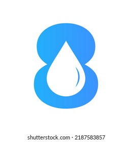 Letter 8 Water Logo Element Vector Template. Water Drop Logo Symbol