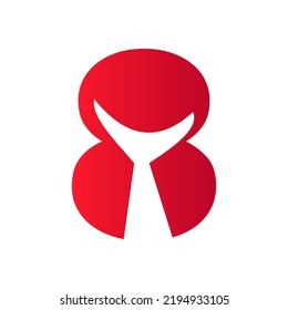 Letter 8 Whale Tail Logo Vector Template. Whale Tail Concept On Sea Water Element