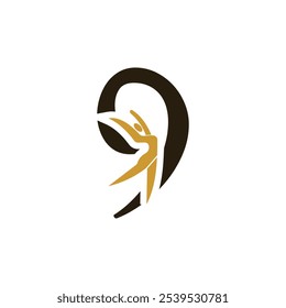 Letter with 9 Ballet Dancer Logo Design. Ballerina Logo icon vector