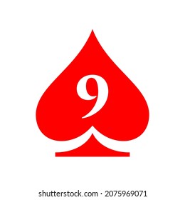 Letter 9 Casino Logo. Poker Casino Vegas Logo Template On Letter 9. Poker Club Sign