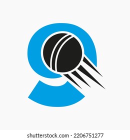 Letter 9 Cricket Logo Concept With Moving Cricket Ball Icon. Cricket Sports Logotype Symbol Vector Template