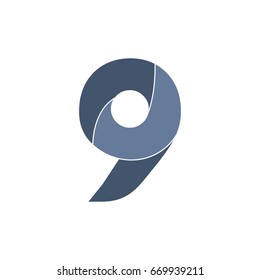 letter 9 curves design logo vector