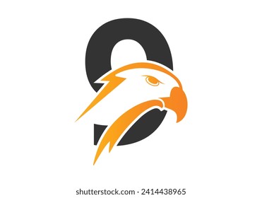 Letter 9 Eagle head Logo Design Vector Template. Modern logo design for business, and company identity.