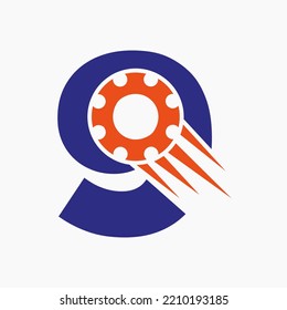 Letter 9 Gear Cogwheel Logo. Automotive Industrial Icon, Gear Logo, Car Repair Symbol