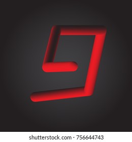 letter 9 icon 3d liquid. vector eps 10