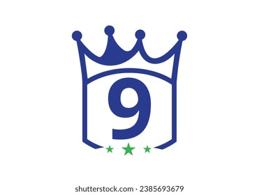 Letter 9 king crown Design Vector Template. letter logo icon design with king crown Template 