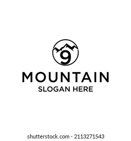 Letter 9 Mountain logo design